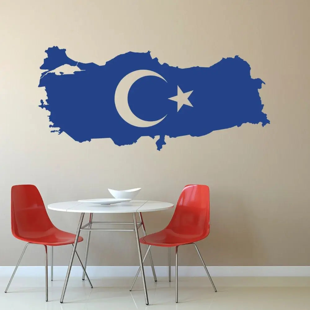 Turkey Flag Map Wall Art Decal Flag Vinyl Sticker Home and School Decoration Wall Tattoo Bedroom Living Room Art Mural W209