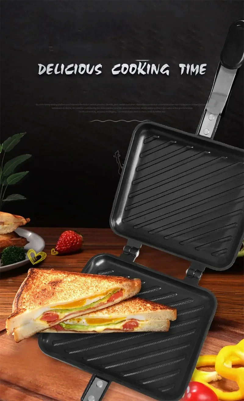 Gas Non-Stick Sandwich Maker Iron Bread Toast Breakfast Machine Waffle Pancake Baking Barbecue Oven Mold Mould Grill Frying Pan