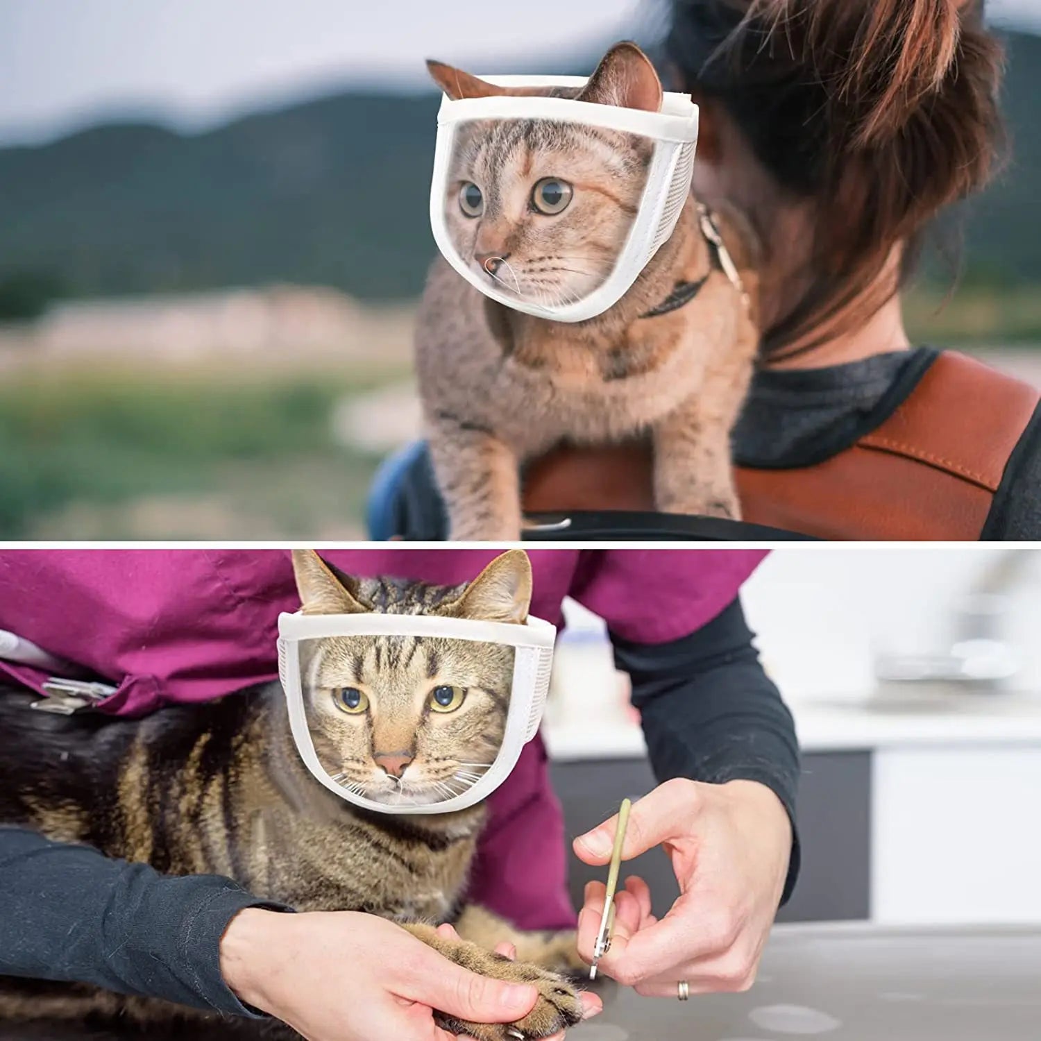 Cat Muzzle Cat Helmet Adjustable Hood Breathable Anti Bite Muzzles Prevent Cats Small Dogs From Biting for Small Pets Grooming