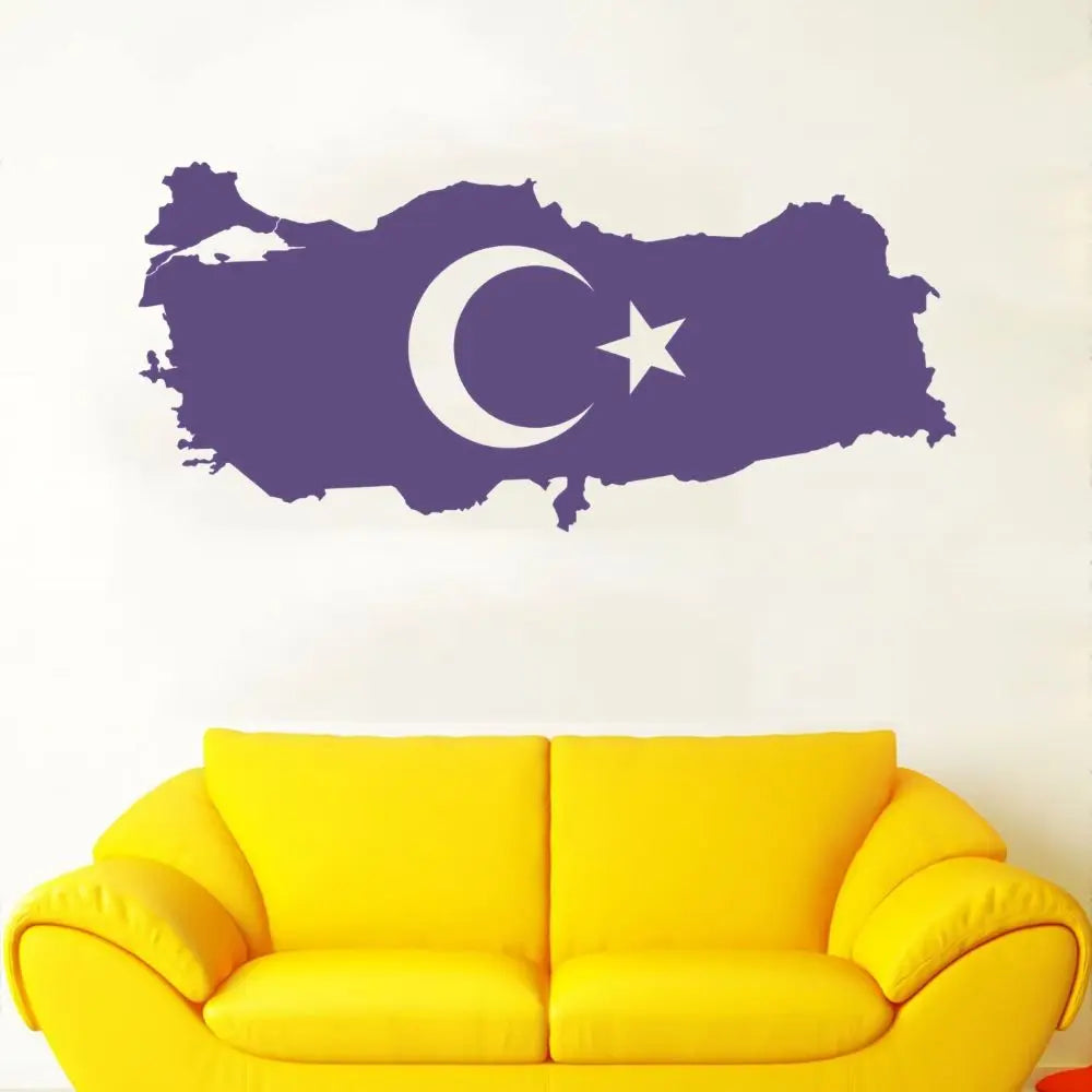 Turkey Flag Map Wall Art Decal Flag Vinyl Sticker Home and School Decoration Wall Tattoo Bedroom Living Room Art Mural W209