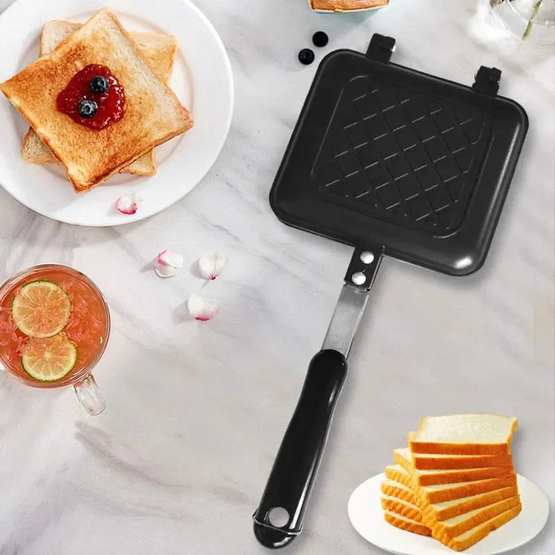 Gas Non-Stick Sandwich Maker Iron Bread Toast Breakfast Machine Waffle Pancake Baking Barbecue Oven Mold Mould Grill Frying Pan