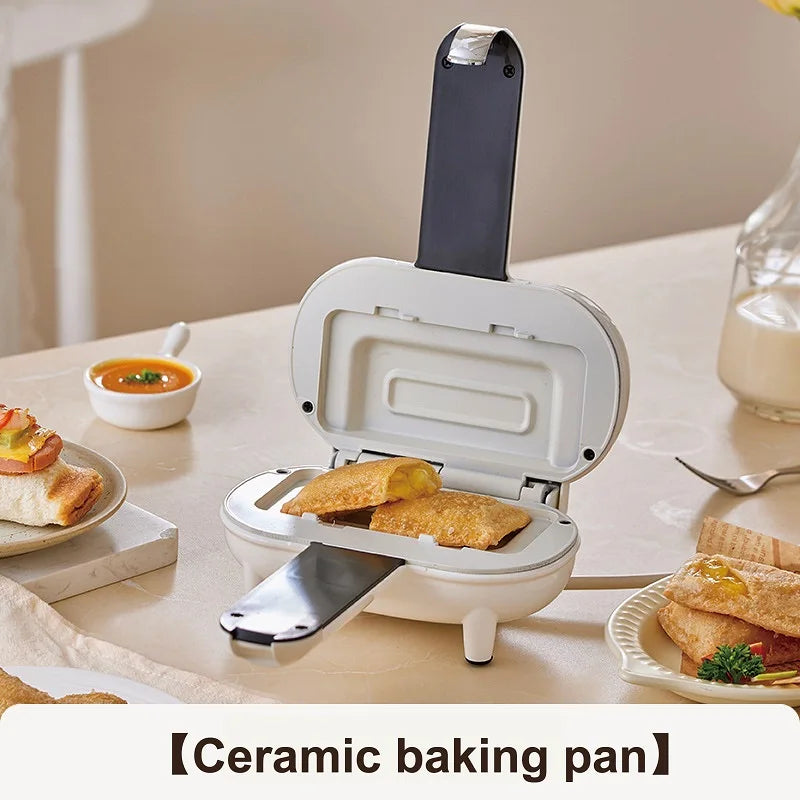 220V Double-Sided Press Sandwich Machine Fry Baking Pan Mini Cheese Grill Breakfast Maker Bread Hot Dog Toaster Electric Oven