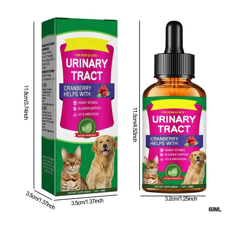 Pet UTI Treatment 60ml Powerful Cat Bladder Drops For Urinary Tract Care Multifunction Cranberry Dog Cat UTI Treatment Supplies