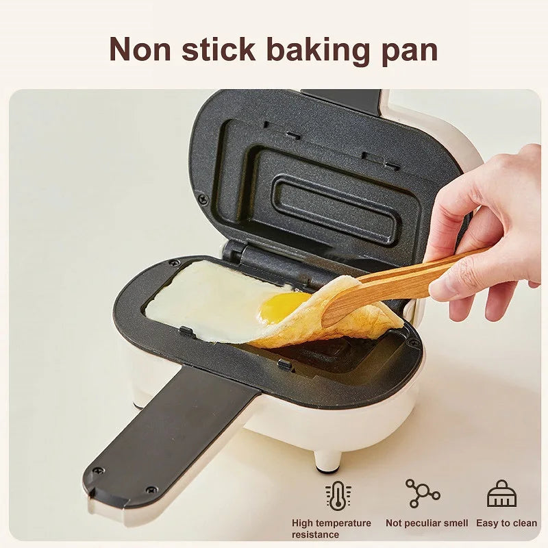 220V Double-Sided Press Sandwich Machine Fry Baking Pan Mini Cheese Grill Breakfast Maker Bread Hot Dog Toaster Electric Oven