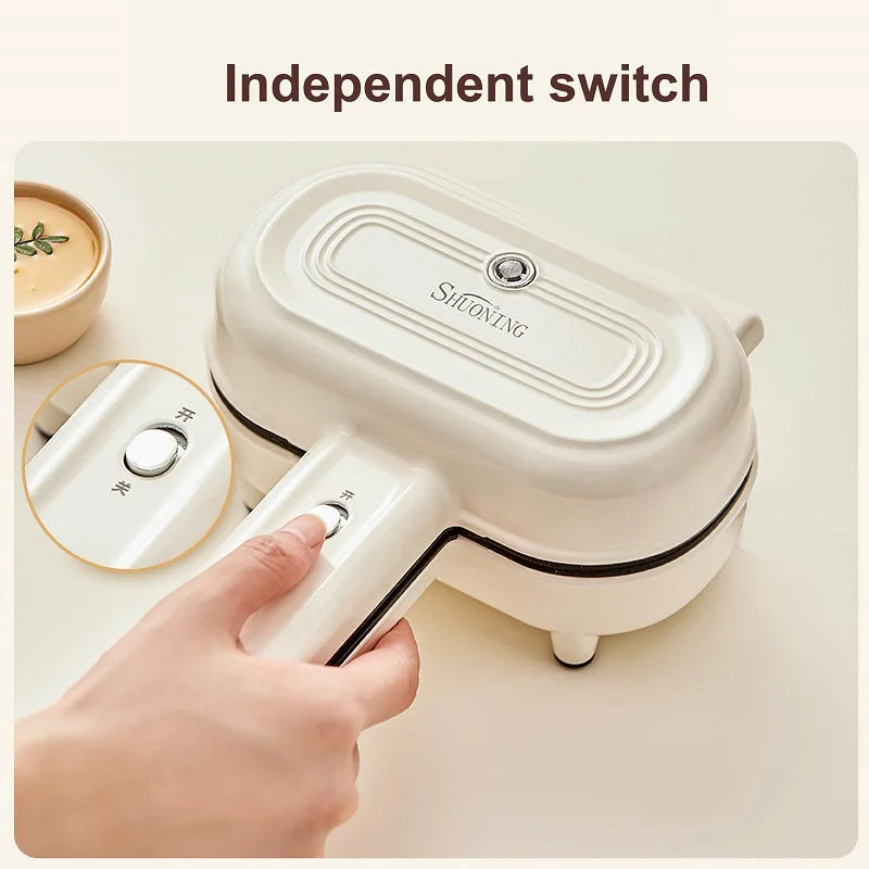 220V Double-Sided Press Sandwich Machine Fry Baking Pan Mini Cheese Grill Breakfast Maker Bread Hot Dog Toaster Electric Oven