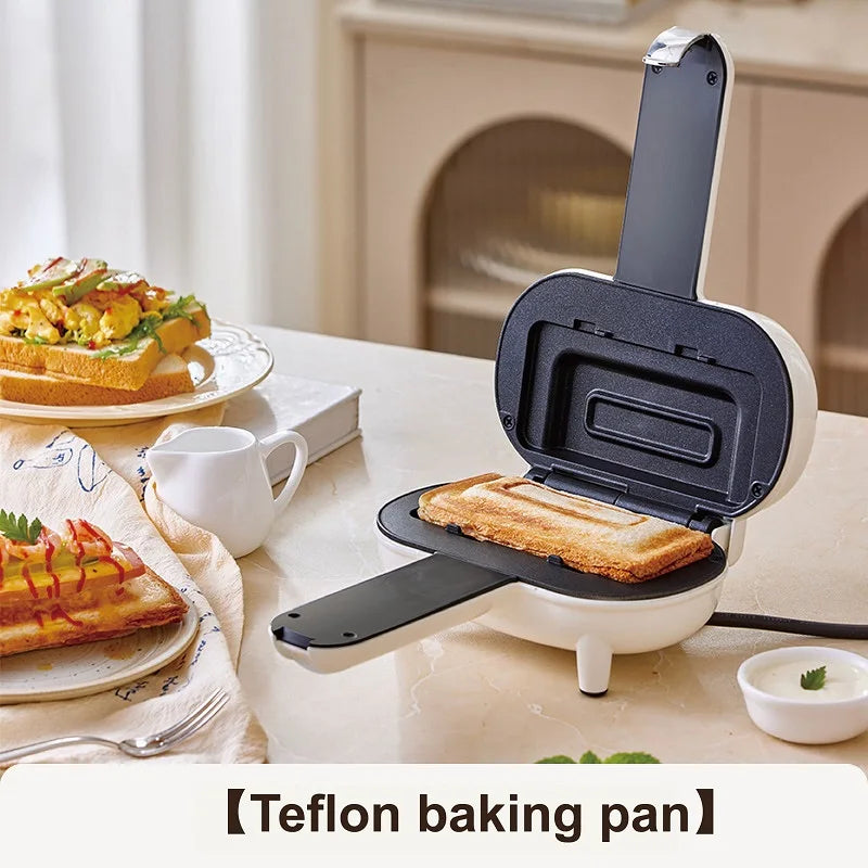 220V Double-Sided Press Sandwich Machine Fry Baking Pan Mini Cheese Grill Breakfast Maker Bread Hot Dog Toaster Electric Oven