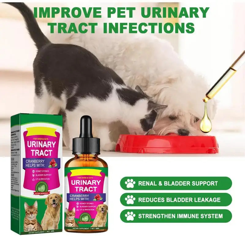 Pet UTI Treatment 60ml Powerful Cat Bladder Drops For Urinary Tract Care Multifunction Cranberry Dog Cat UTI Treatment Supplies