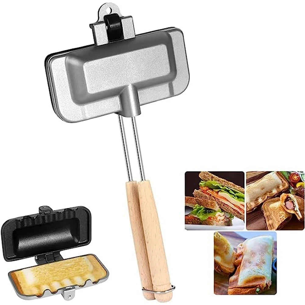 KOONAN Hot Dog Toaster Double-Sided Sandwich Baking Pan Mini Sandwich Maker Flip Pan Cheese Maker Portable Home Camping Fry Pan