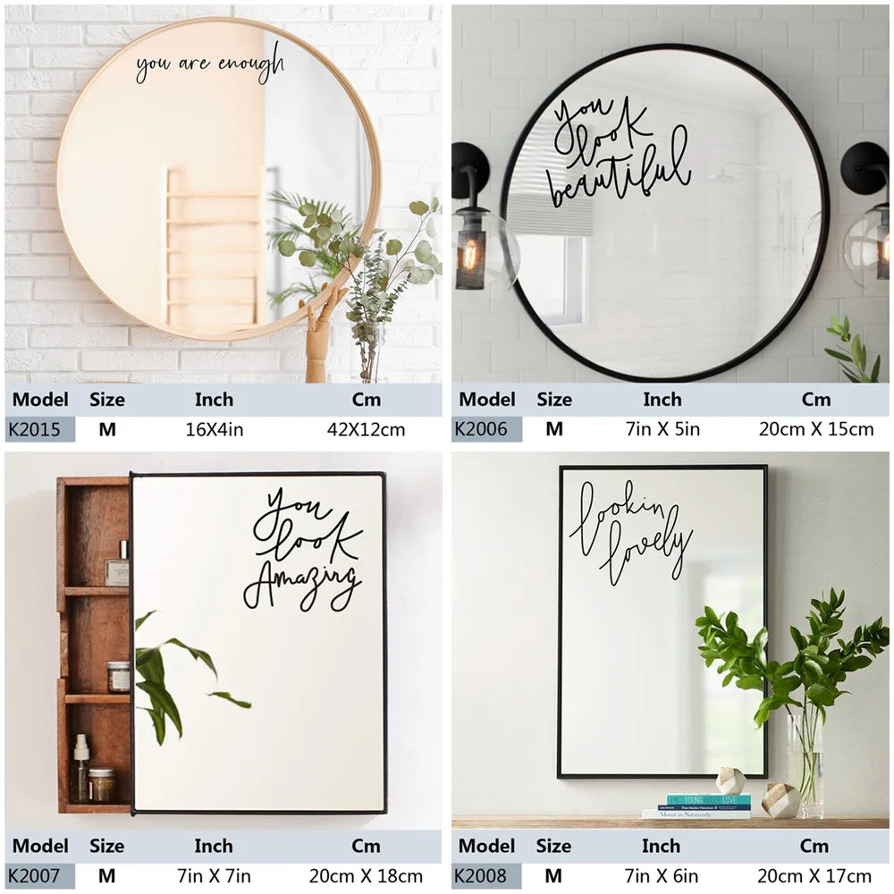 You Look Amazing Mirror Decal Vinyl Decal Bathroom Decor Decal Wall Sticker Art Home Decoration Accessories（Not Mirror）